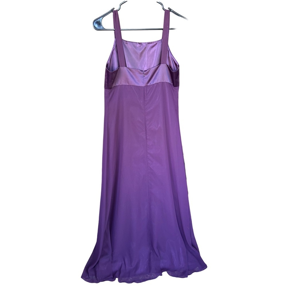 Papell Boutique Purple Satin-Trim Slip Dress - Picture 2 of 6